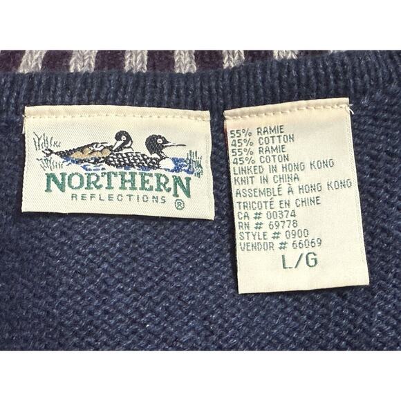 Vintage Northern Reflections Navy Blue Fair Isle Sweater Vest, Size L - Picture 4 of 4